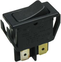 Rocker switch, black, 1 pole, On-Off, off switch, 16 (4) A/250 VAC, 10 (4) A/250 VAC, IP40, unlit, unprinted