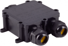 ABS enclosure with cable gland, (L x W x H) 138 x 106 x 37.5 mm, black, IP68, BS08-01052