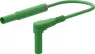 Safety measuring lead with (4 mm lamella plug, straight) to (4 mm lamella plug, angled), 1 m, green, silicone, 1.0 mm², CAT III, CAT IV, 66.1050-10025
