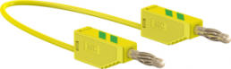 Measuring line with (4 mm plug, spring-loaded, straight) to (4 mm plug, spring-loaded, straight), 1 m, green/yellow, PVC, 1.0 mm², CAT O