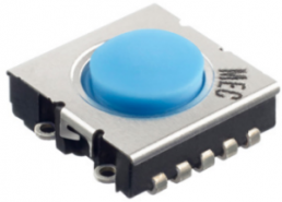 Short-stroke pushbutton, 2 Form A (N/O), 0.05 A/24 VDC, unlit , actuator (blue), 2.5 N, SMD