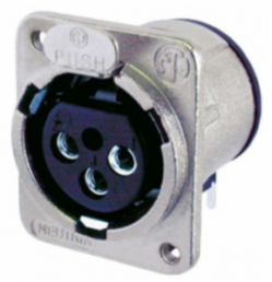 XLR panel socket, 3 pole, silver-plated, metal, NC3FDM3-H