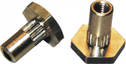 Press-in nut, M3, W 9 mm, H 10.5 mm, outer Ø 4.7 mm, brass, 02.90.934