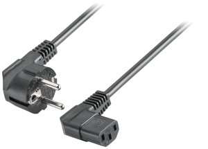Device connection line, Europe, plug, angled on C13 jack, angled, black, 3 m