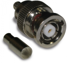 BNC plug 50 Ω, RG-174, RG-188, RG-316, LMR-100A, Belden 7805A, RG-174LL, crimp connection, straight, 112132RP