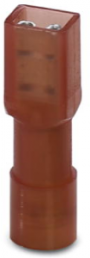Insulated flat plug sleeve, 2.8 x 0.8 mm, 0.5 to 1.5 mm², AWG 20 to 16, brass, red, 3240535