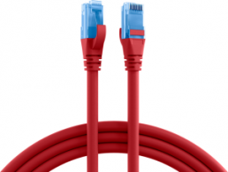 Patch cable, RJ45 plug, straight to RJ45 plug, straight, Cat 6A, U/UTP, LSZH, 0.25 m, red
