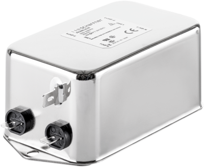 2-stage filter, 50 to 400 Hz, 6 A, 250 V (DC), 250 VAC, 970 µH, faston plug 6.3 mm, FN2060-6-06