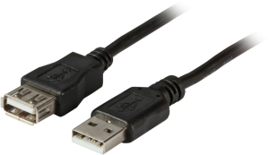 USB 2.0 extension line, USB plug type A to USB socket type A, 3 m, black
