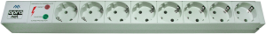 19"-german schuko-style power strip, 8-way, 2.5 m, 16 A, with surge protection, light gray, 591-402-00