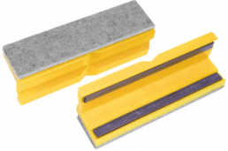 Protection jaws felt/plastic 125 mm yellow, with magnetic bar (pair), 9-900-S6125