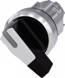 Toggle switch, illuminable, latching, waistband round, white, front ring silver, 90°, mounting Ø 22.3 mm, 3SU1052-2CF60-0AA0