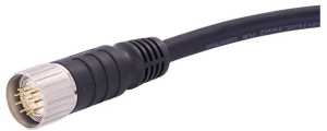 Sensor actuator cable, M23-cable plug, straight to open end, 12 pole, 10 m, PUR, black, 6 A, 21373300C70100