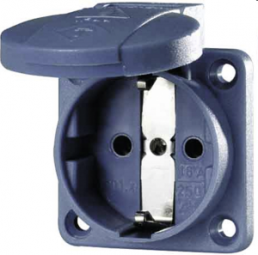 Surface-mounted german schuko-style socket outlet, blue, 16 A/230 V, Germany, IP54, 11011