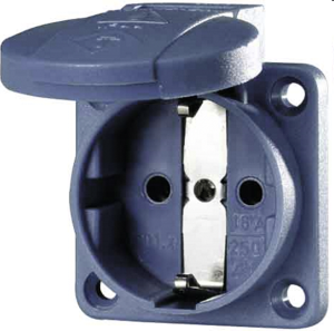Surface-mounted german schuko-style socket outlet, blue, 16 A/230 V, Germany, IP54, 11011