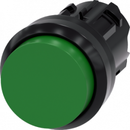 Pushbutton, unlit, waistband round, green, mounting Ø 22.3 mm, 3SU1000-0BB40-0AA0