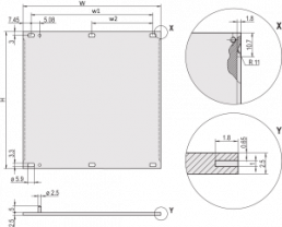 Front Panel, Refrofit Shielding, 3 U, 5 HP