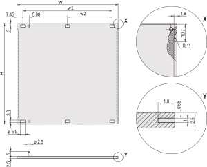 Front Panel, Refrofit Shielding, 6 U, 16 HP