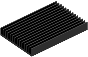 Extruded heatsink, 75 x 50 x 10 mm, 10.45 to 4.65 K/W, black anodized