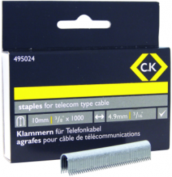 Telecom cable staples 4.9mm wide x 10mm deep Box Of 1000