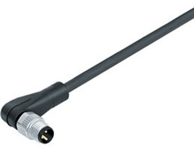 Sensor actuator cable, M8-cable plug, angled to open end, 4 pole, 2 m, PUR, black, 4 A, 79 3383 778 04