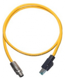 Sensor actuator cable, M12-cable plug, straight to RJ45-cable plug, straight, 8 pole, 0.5 m, PVC, yellow, 09489323757005