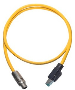 Sensor actuator cable, M12-cable plug, straight to RJ45-cable plug, straight, 8 pole, 25 m, PVC, yellow, 09489323757250