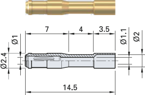 2.4 mm socket, crimp connection, 0.25 mm², 41.6000