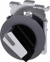Toggle switch, illuminable, latching, waistband round, white, front ring gray, 90°, mounting Ø 30.5 mm, 3SU1062-2DF60-0AA0