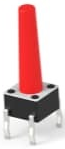 Short-stroke pushbutton, Form A (N/O), 50 mA/24 VDC, unlit , actuator (red, L 13.4 mm), 2.54 N, THT