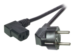 Power cord, Europe, plug type E + F, angled on C13 jack, angled, black, 3 m