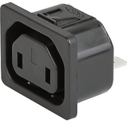 Appliance inlet H, 3 pole, snap-in, plug-in connection, black, 6602.4330