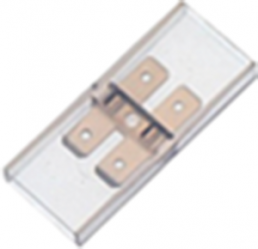 Flat plug distributor, 2 x 2 contacts, 6.3 x 0.8 mm, L 50 mm, insulated, straight, transparent, 387204