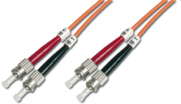 FO duplex patch cable, ST to ST, 10 m, OM2, multimode 50/125 µm