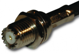 Mini UHF socket 50 Ω, RG-58, RG-141, LMR-195, Belden 7806A, Belden 9311, crimp connection, straight, 182318