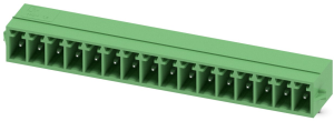 Pin header, 16 pole, pitch 3.5 mm, angled, green, 1731811