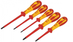 VDE screwdriver kit, PZ1, PZ2, 2.5 mm, 4 mm, 5.5 mm, Pozidriv/slotted, T49183D