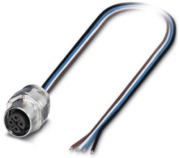 Sensor actuator cable, M12-flange socket, straight to open end, 4 pole, 0.5 m, 4 A, 1523447