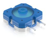 Short-stroke pushbutton, 1 Form A (N/O), 0.1 A/35 V, unlit , actuator (blue, L 1.2 mm), 9.7 N, THT
