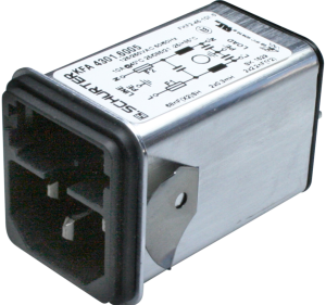 IEC plug C14, 50 to 60 Hz, 10 A, 250 VAC, 300 µH, faston plug 6.3 mm, 4301.6005