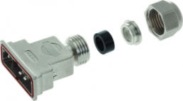 D-Sub connector housing, size: 1 (DE), straight 180°, cable Ø 6 to 8 mm, thermoplastic, shielded, silver, 09670090538