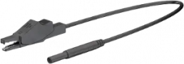 Measuring lead with (crocodile clip) to (2 mm lamella plug, straight), 1 m, black, PVC, 0.5 mm²