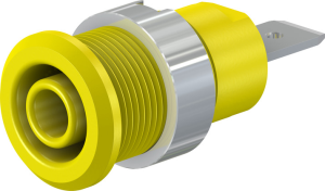 4 mm socket, flat plug connection, mounting Ø 12.2 mm, CAT III, yellow, 49.7046-24