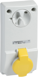 CEE surface-mounted socket, 3 pole, 32 A/100-130 V, yellow, 4 h, IP44, 82039