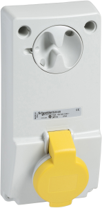 CEE surface-mounted socket, 3 pole, 16 A/100-130 V, yellow, 4 h, IP44, 82028