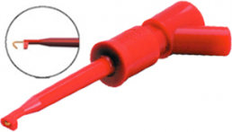Miniature clamp test probe, red, max. 2 mm, L 57.5 mm, CAT O, socket 2 mm, KLEPS 2 BU RT