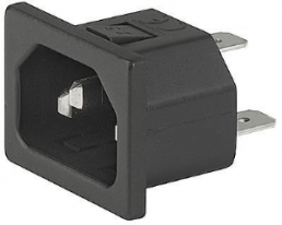 Plug C14, 3 pole, snap-in, plug-in connection, black, 6162.0020