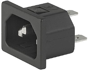 Plug C14, 3 pole, snap-in, plug-in connection, black, 6162.0022