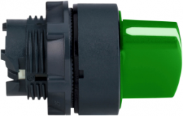 Selector switch, unlit, latching, waistband round, green, front ring black, 3 x 45°, mounting Ø 22 mm, ZB5AD303