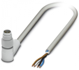 Sensor actuator cable, M8-cable plug, angled to open end, 4 pole, 10 m, PP-EPDM, gray, 4 A, 1406845